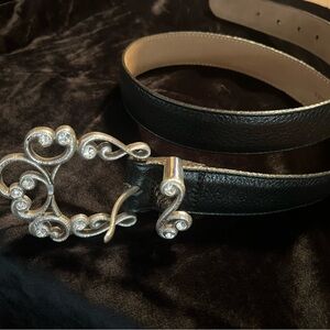 Black Leather Belt with Silver Buckle